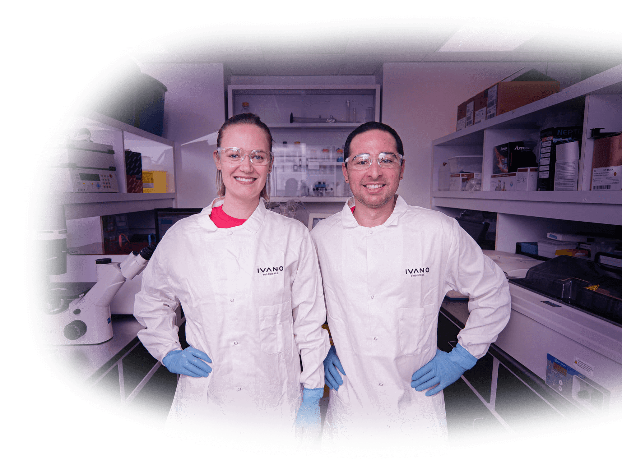 Founders in a laboratory of synthetic biology and sustainable biological product manufacturing - Ivano Bioscience